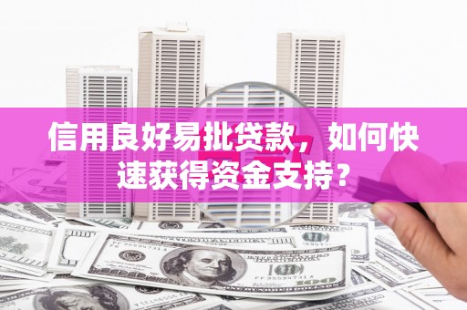 灵宝信用良好易批贷款，如何快速获得资金支持？