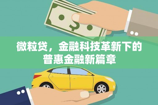 合山微粒贷，金融科技革新下的普惠金融新篇章
