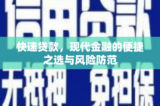 芦淞快速贷款，现代金融的便捷之选与风险防范