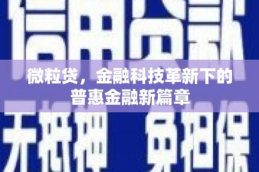 抚顺微粒贷，金融科技革新下的普惠金融新篇章