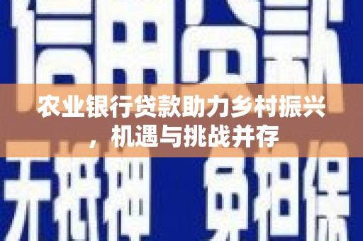 沙依巴克农业银行贷款助力乡村振兴，机遇与挑战并存